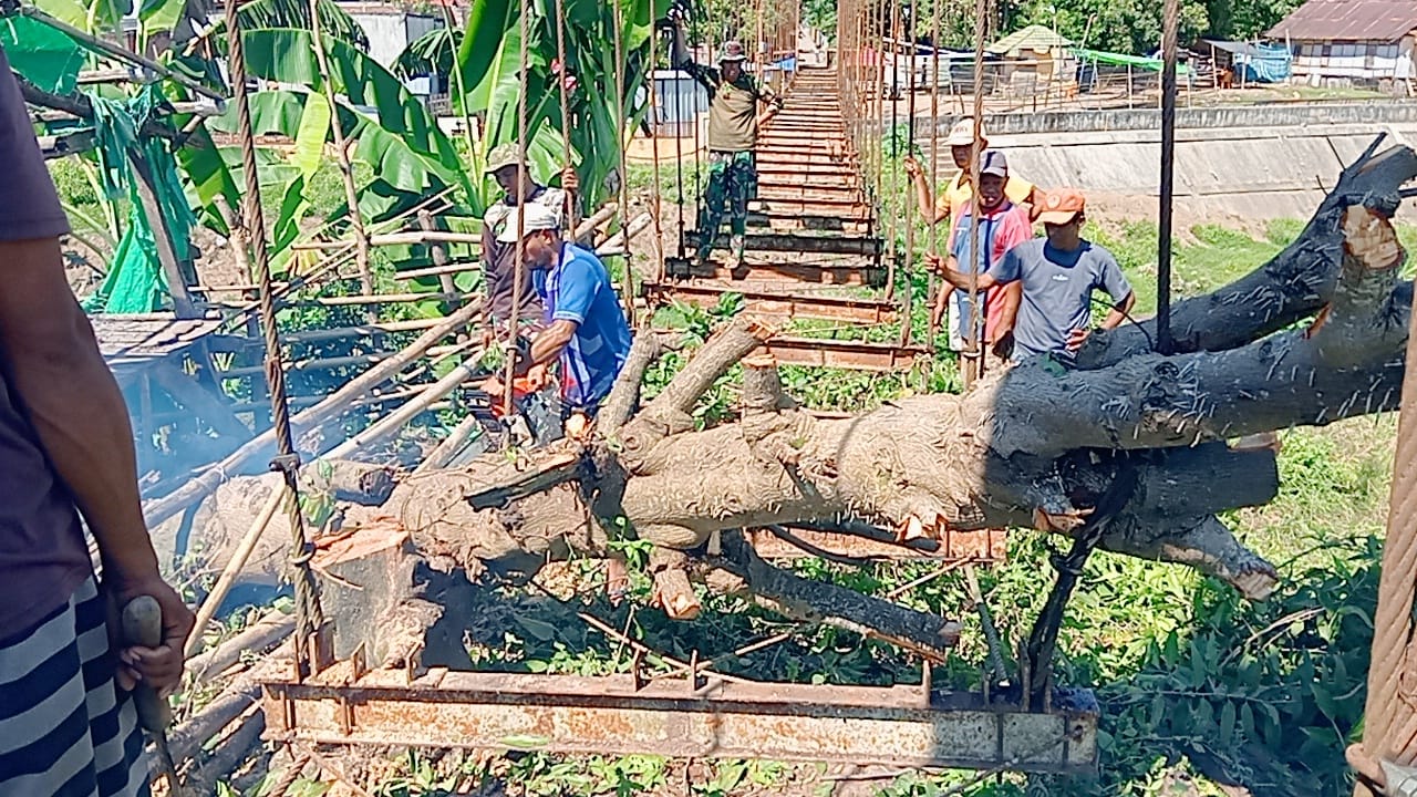 Warga Rontu Kompak Gotong Royong, Pembangunan Jembatan Garuda Kian Dipercepat
