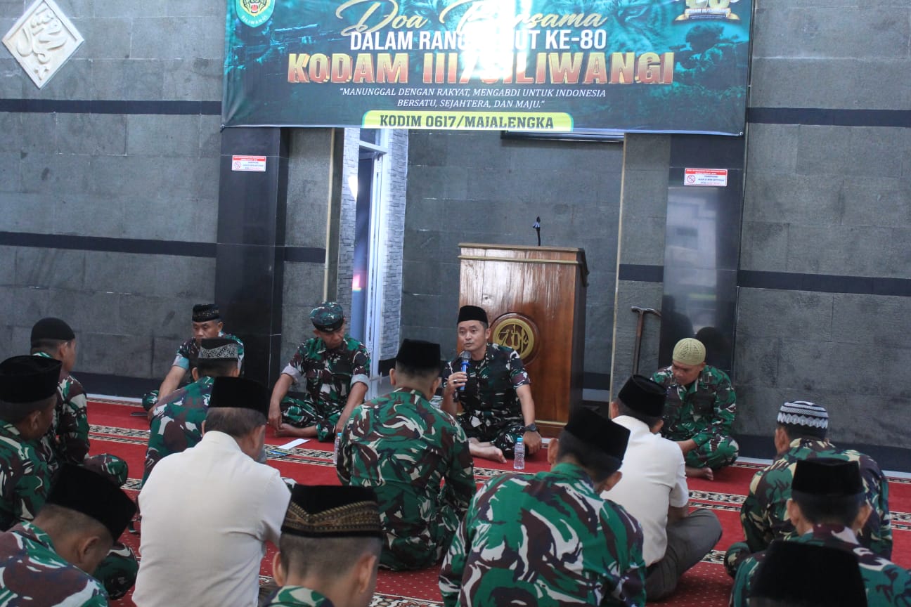 Doa Bersama HUT ke – 80 Kodam III/Siliwangi, Kodim 0617/Majalengka Perkuat Spirit Pengabdian dan Kebersamaan