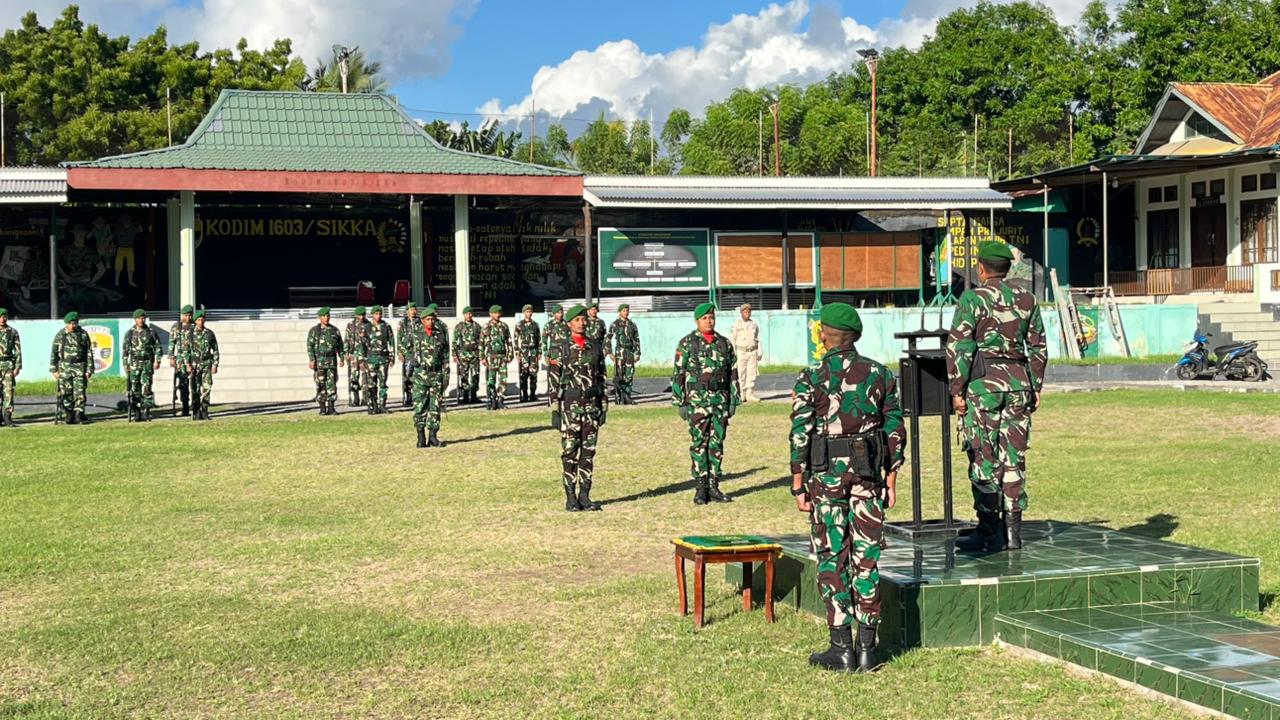Upacara Bendera di Makodim 1603/Sikka Jadi Momentum Penguatan Pengabdian Prajurit