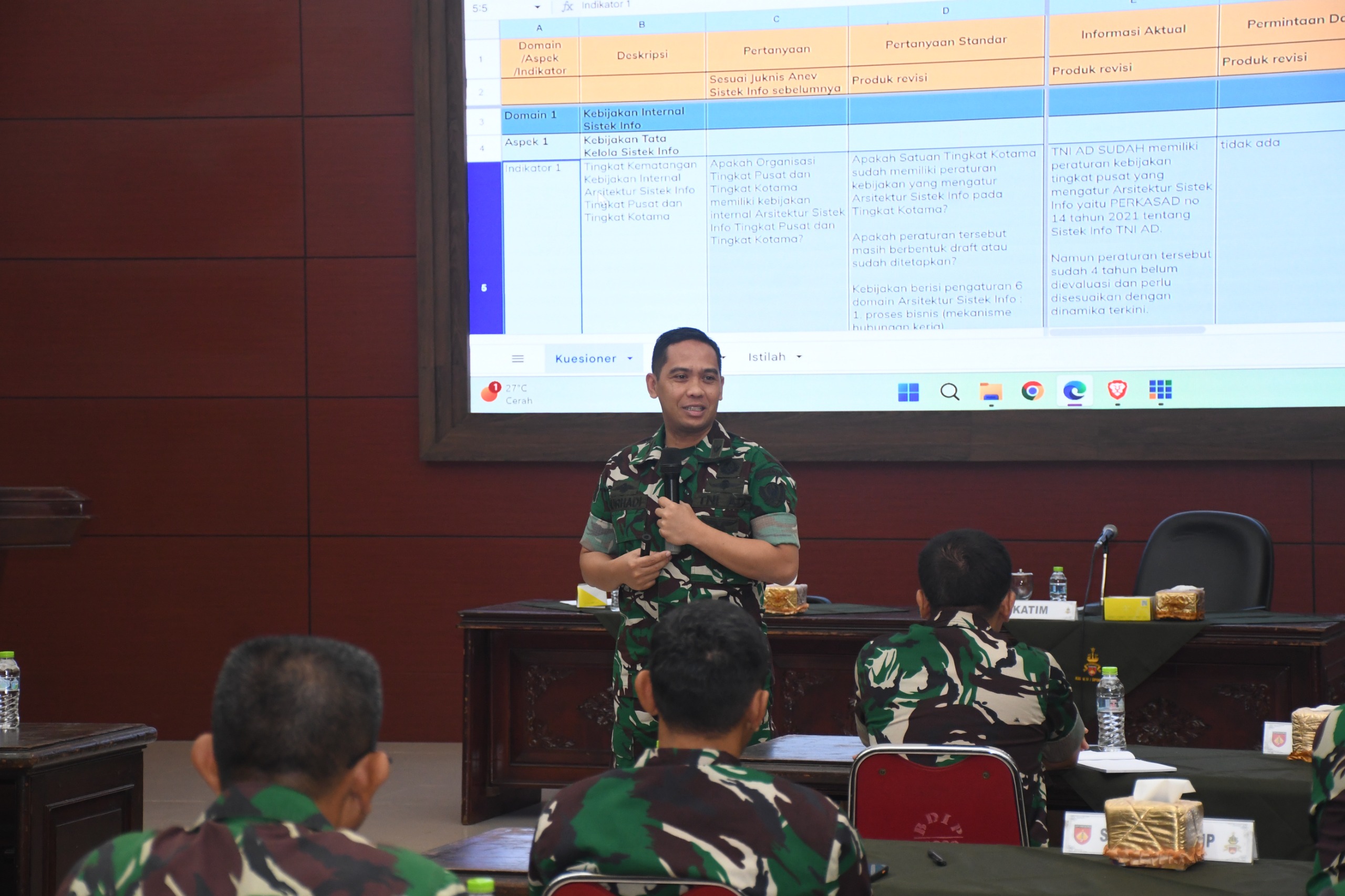 Optimalkan Tata Kelola Informasi, Kodam IV/Diponegoro Gelar MTT Penilaian Mandiri Sistekinfo TNI AD