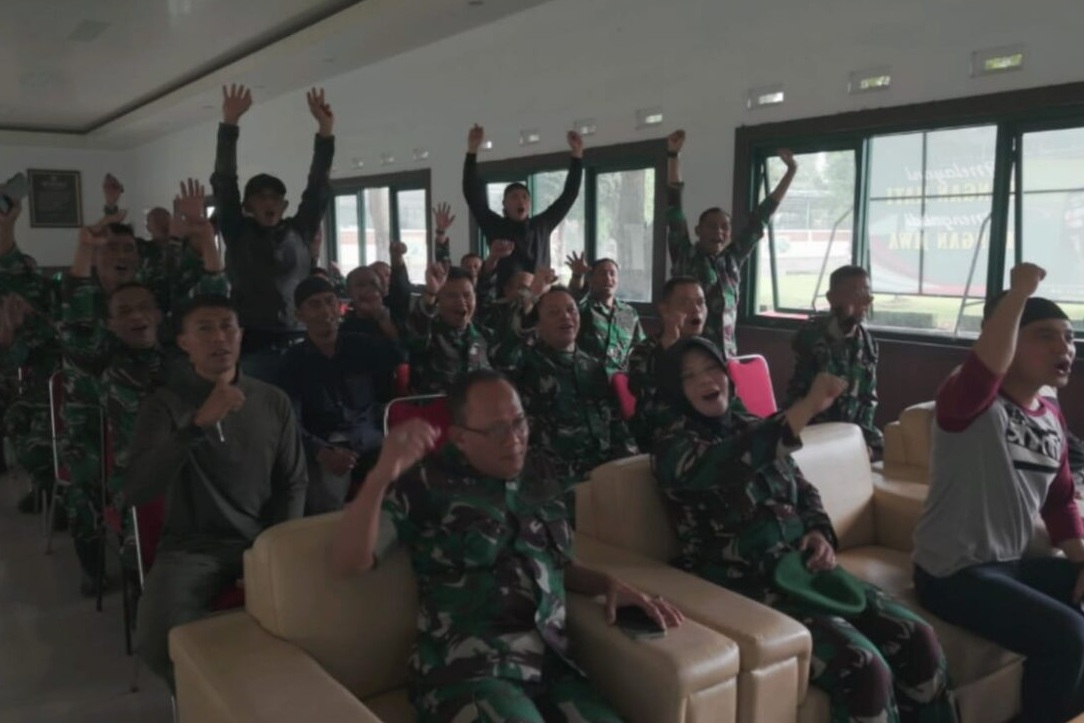 Korem 062/Tarumanagara Gelar Nobar Gembira Bersama Masyarakat di Aula Purnawarman