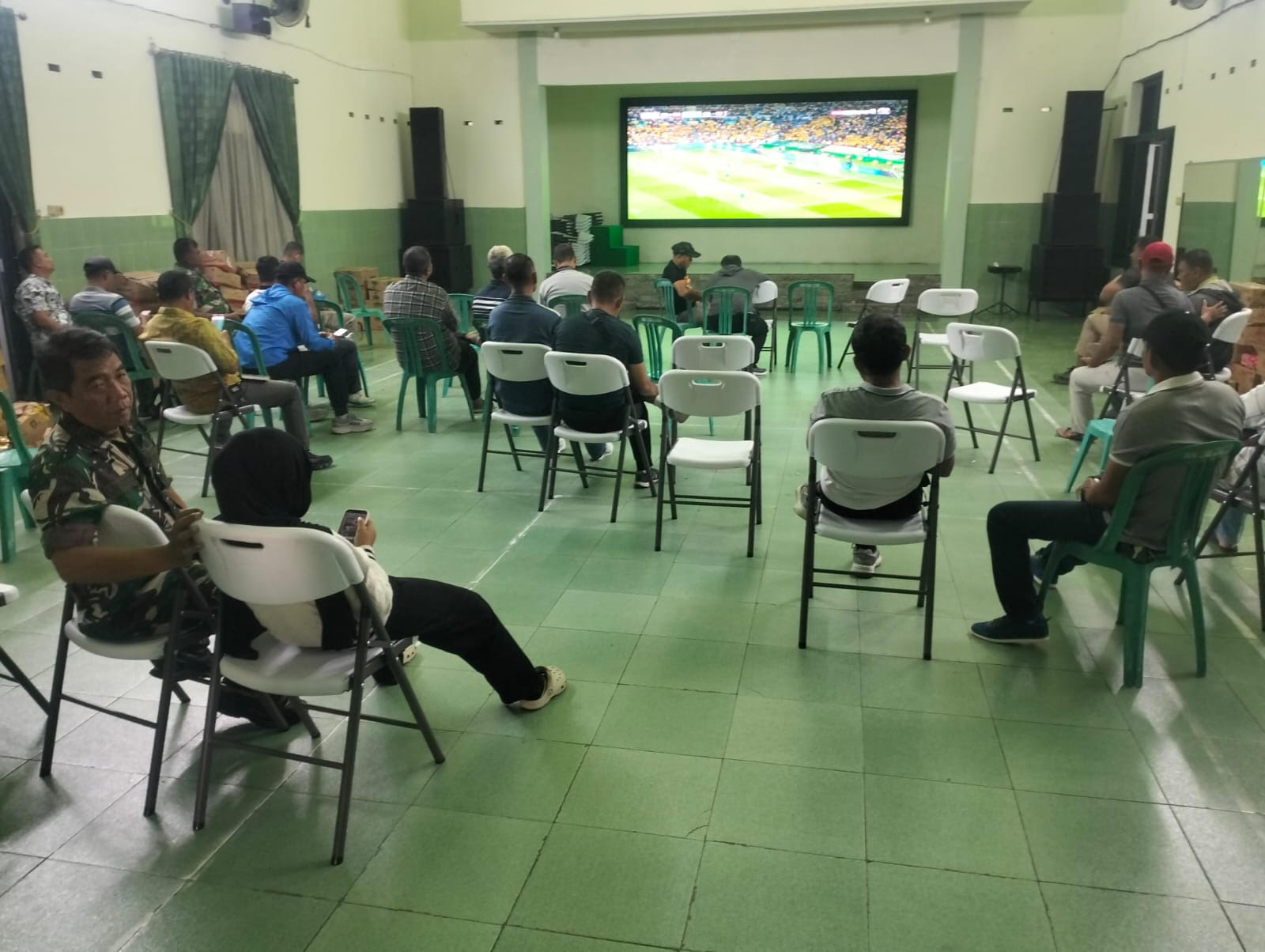 Kodim 0723/Klaten Gelar Nobar Kebangsaan Piala Dunia, Perkuat Kebersamaan TNI Dan Rakyat