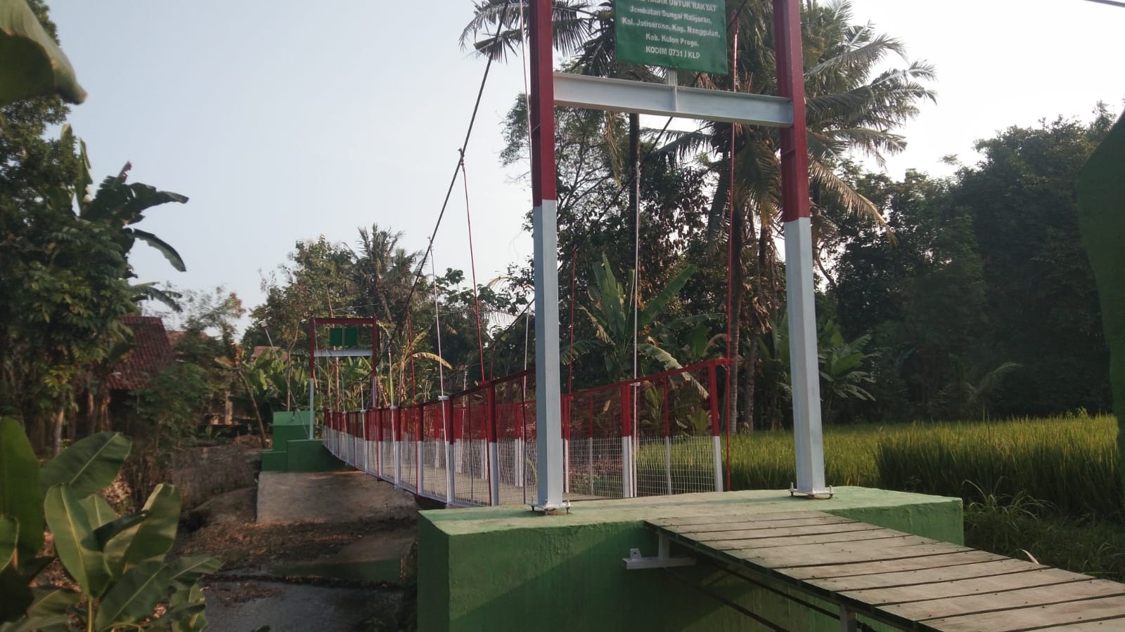 Pembangunan Jembatan Gantung Garuda Jatisarono Nanggulan Selesai