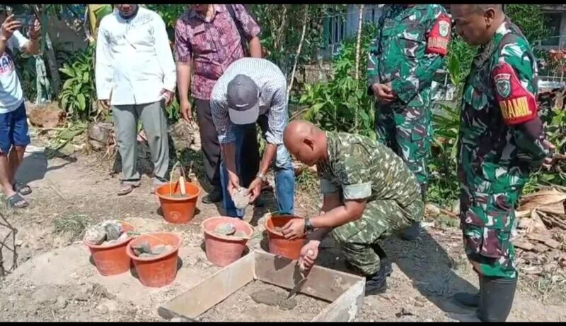 Dandim 0622/Kab Sukabumi Laksanakan Peletakan Batu Pertama Pembangunan Jembatan Gantung Perintis Di Desa Nangela