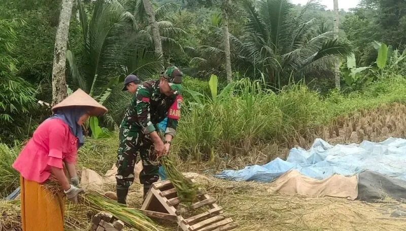 Babinsa Koramil 2201/Cisolok Bersama Warga Laksanakan Bakti Pengecoran Jalan di Desa Caringin