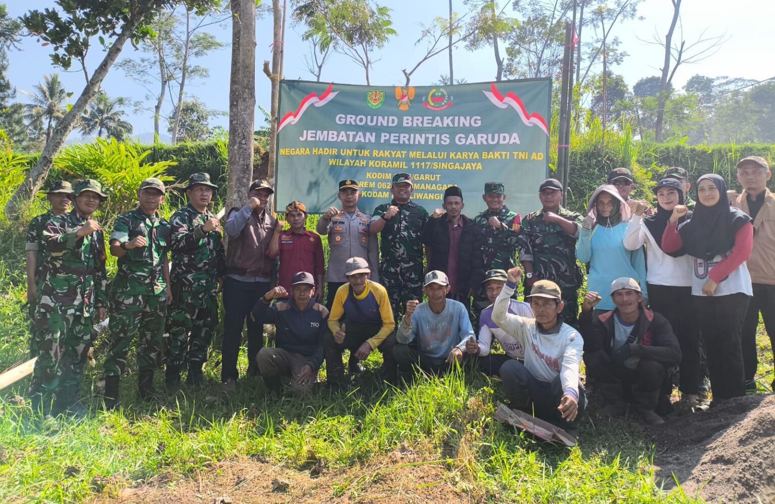 Dandim 0611/Garut Laksanakan Ground Breaking Jembatan Perintis Garuda di Desa Cihurip