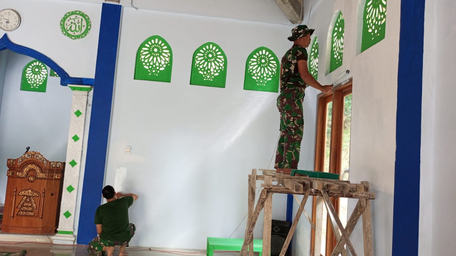 Pengerjaan Perbaikan Masjid Al Huda  TMMD Sengkuyung Kodim 0731/Kulon Progo
