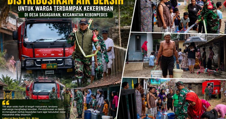 Tanggap Krisis Air, Kodim 0607/Kota Sukabumi Salurkan Air Bersih untuk Warga Terdampak Kekeringan di Kebonpedes