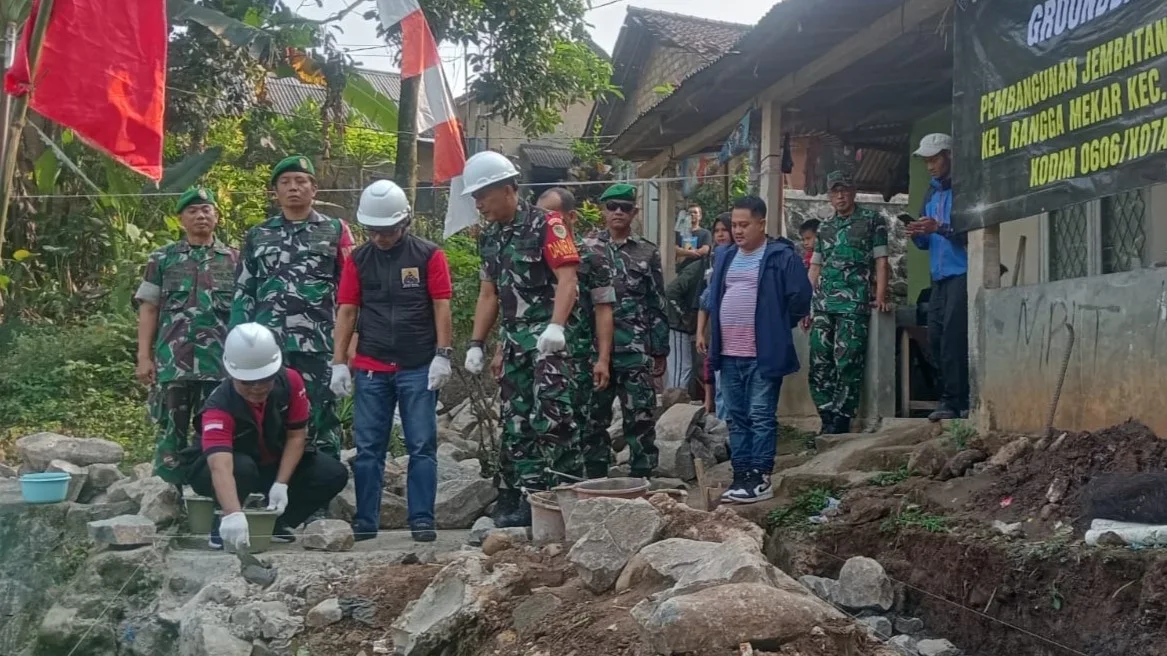 Danramil 06-02/Bogor Selatan Hadiri Ground Breaking Jembatan Beton Garuda Merah Putih Dukung Konektivitas Wilayah