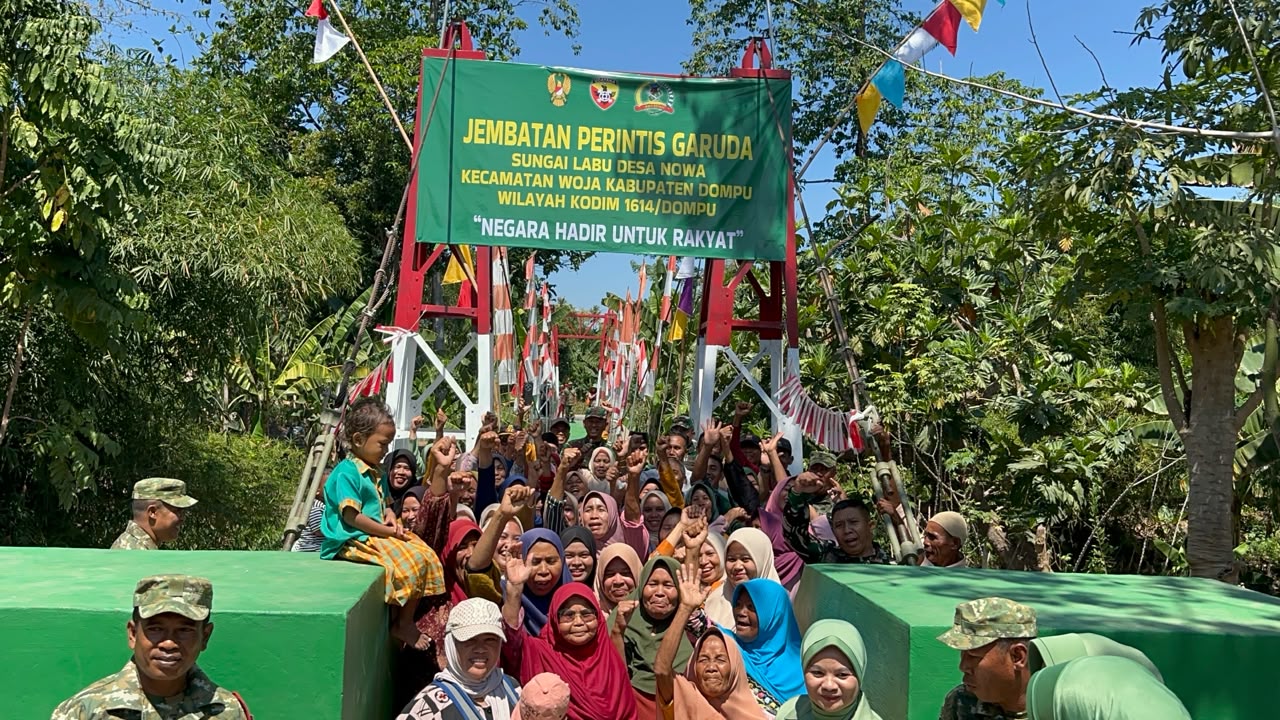 Jembatan Garuda Desa Nowa Diresmikan, TNI Hadir Perkuat Akses dan Harapan Baru Warga Dompu
