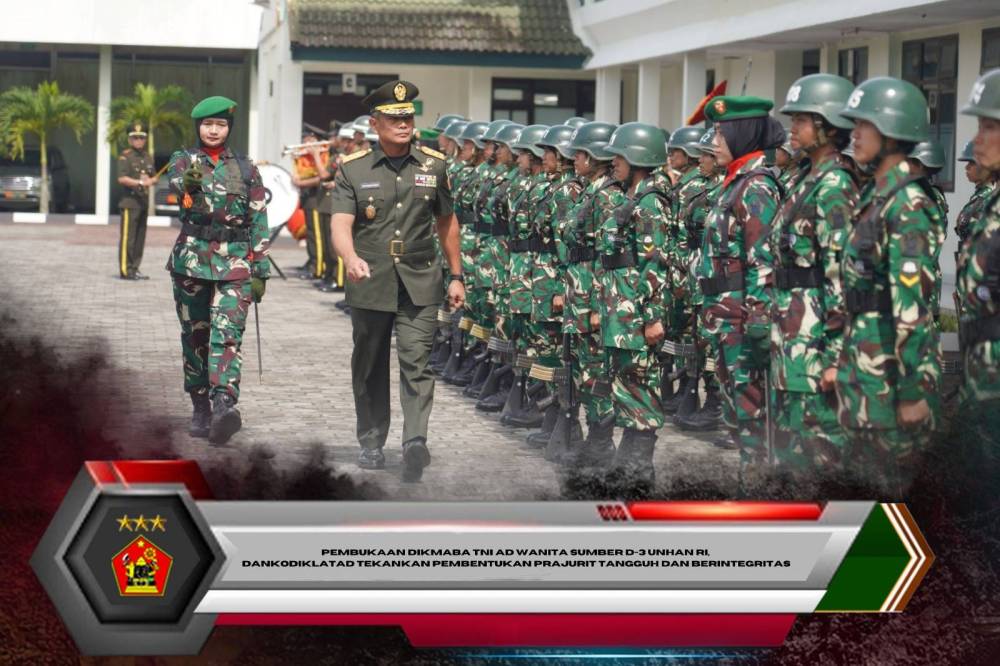 Pembukaan Dikmaba TNI AD Wanita Sumber D-3 Unhan RI, Dankodiklatad Tekankan Pembentukan Prajurit Tangguh dan Berintegritas