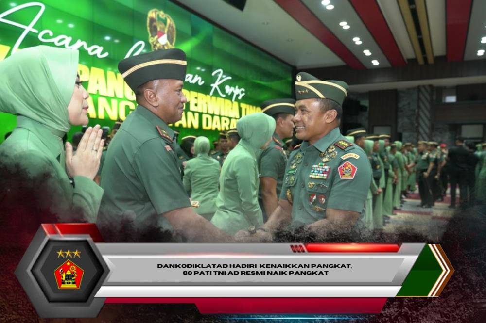 Dankodiklatad Hadiri  Kenaikkan Pangkat,  80 Pati TNI AD Resmi Naik Pangkat