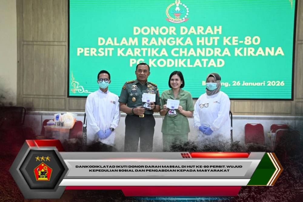 Dankodiklatad Ikuti Donor Darah Massal di HUT ke-80 Persit, Wujud Kepedulian Sosial dan Pengabdian Kepada Masyarakat