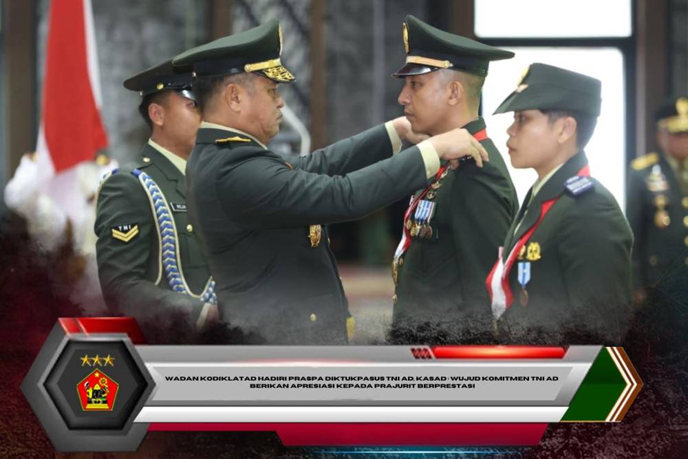 Wadan Kodiklatad Hadiri Praspa Diktukpasus TNI AD, Kasad : Wujud Komitmen TNI AD Berikan Apresiasi Kepada Prajurit Berprestasi