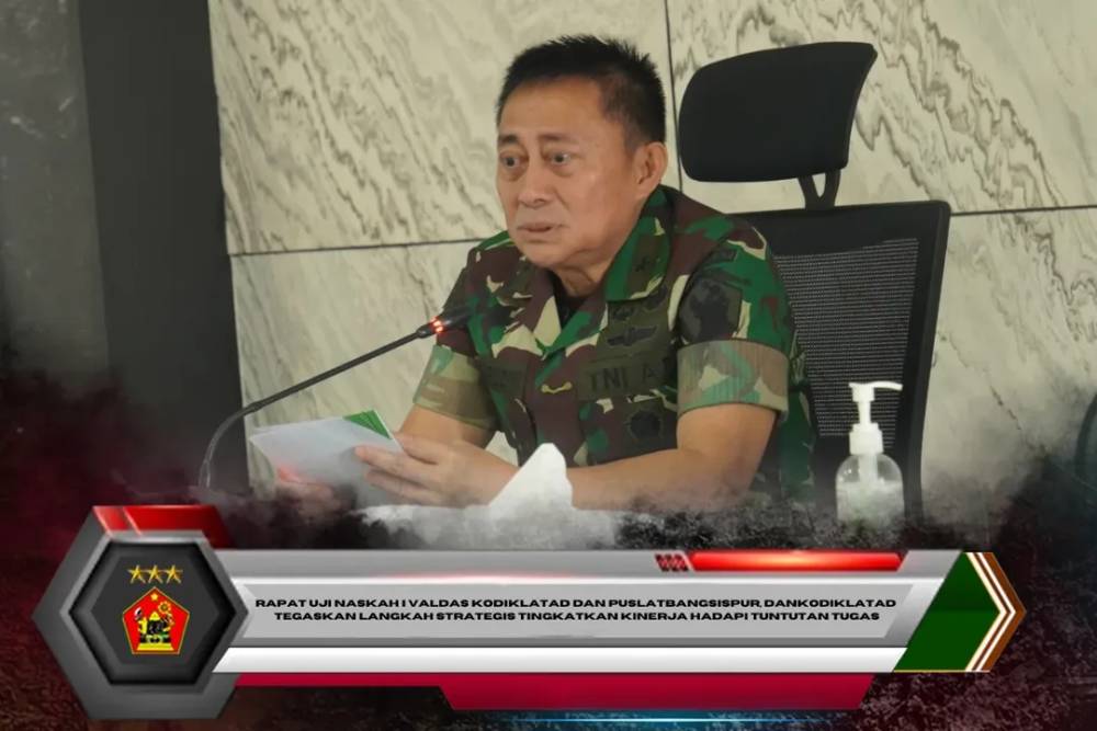 Rapat Uji Naskah I Valdas Kodiklatad dan Puslatbangsispur, Dankodiklatad Tegaskan Langkah Strategis Tingkatkan Kinerja Hadapi Tuntutan Tugas