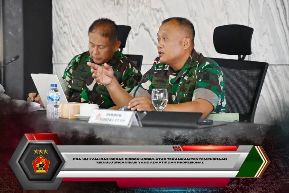 Pra-UN II Validasi Orgas, Dirdok Kodiklatad Tekankan Penyempurnaan Menuju Organisasi yang Adaptif dan Profesional