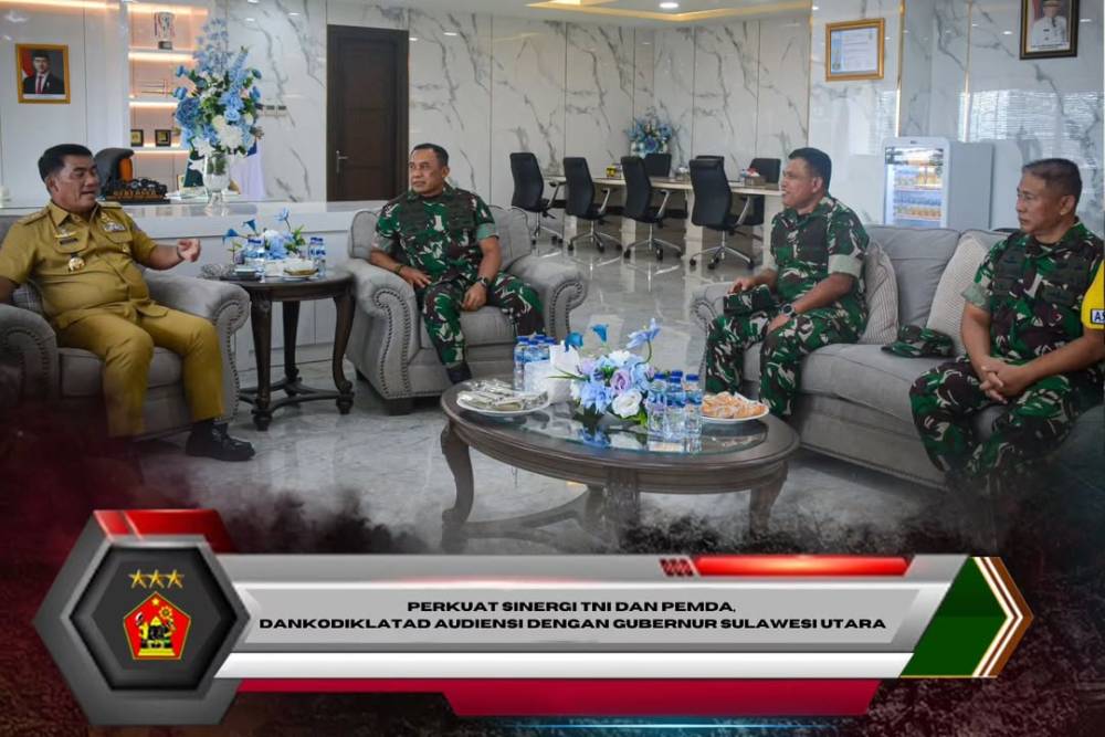 Perkuat Sinergi TNI dan Pemda, Dankodiklatad Audiensi dengan Gubernur Sulawesi Utara