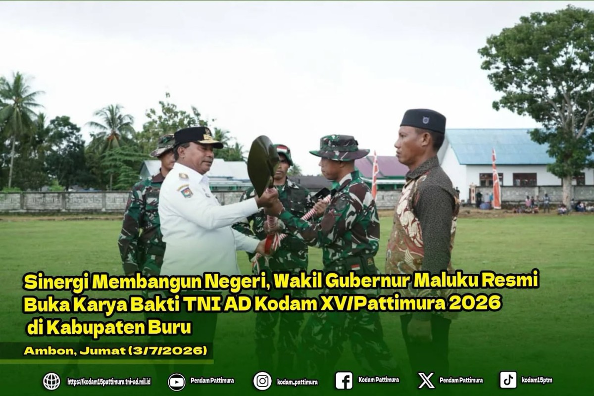 Sinergi Membangun Negeri, Wakil Gubernur Maluku Resmi Buka Karya Bakti TNI AD Kodam XV/Pattimura 2026 di Kabupaten Buru