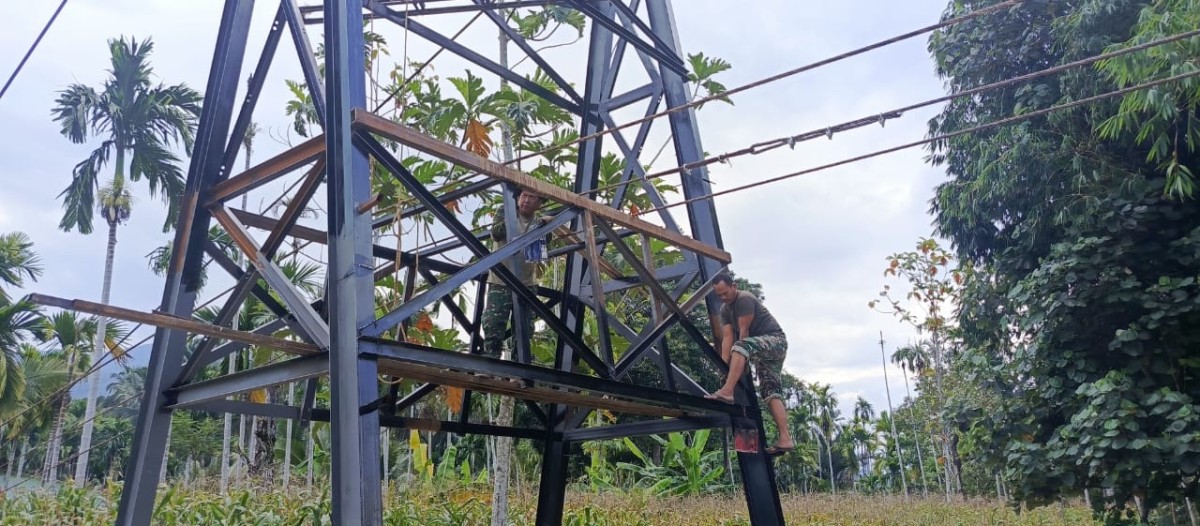 Kodim 0108/Agara dan Warga terus Percepat Pembangunan Jembatan Gantung Perintis di Lawe Pinis, Aceh Tenggara