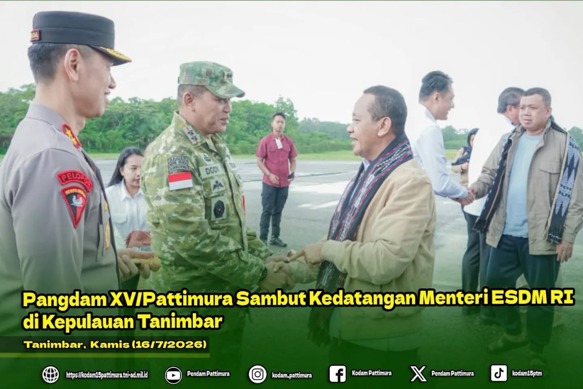 Pangdam XV/Pattimura Sambut Kedatangan Menteri ESDM RI di Kepulauan Tanimbar