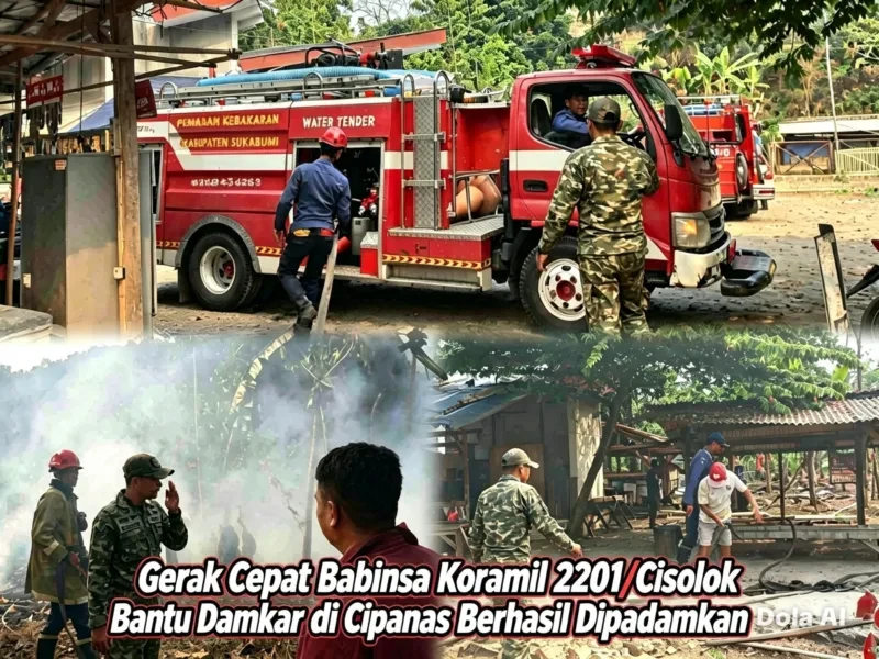 Gerak Cepat Babinsa Koramil 2201/Cisolok Bantu Damkar, Kebakaran di Cipanas Berhasil Dipadamkan