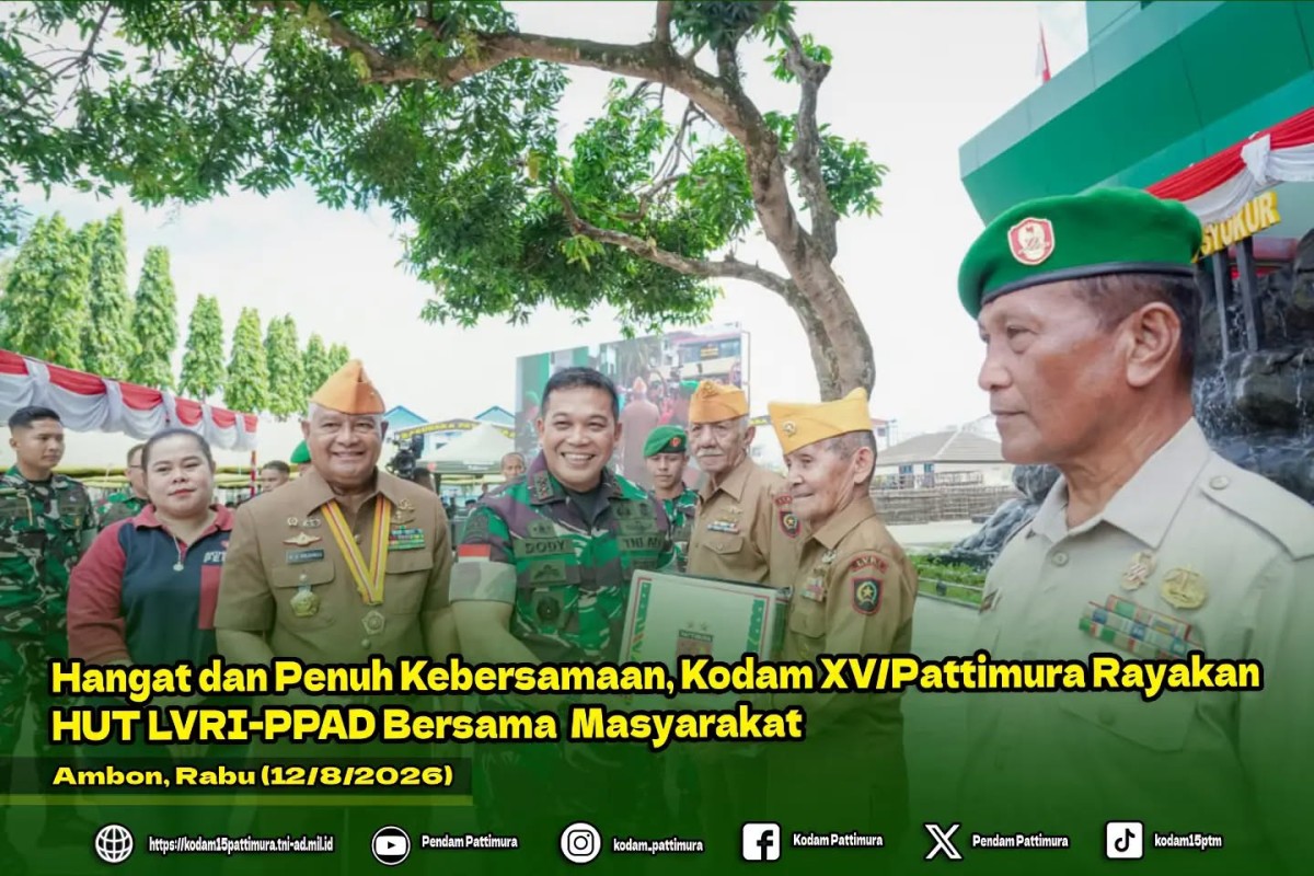 Hangat dan Penuh Kebersamaan, Kodam XV/Pattimura Rayakan HUT LVRI-PPAD Bersama Masyarakat