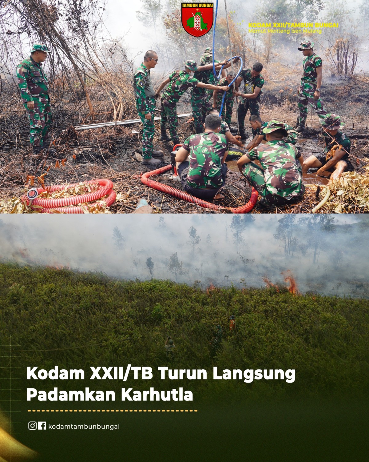 Kodam XXII/TB Turun Langsung Padamkan Karhutla