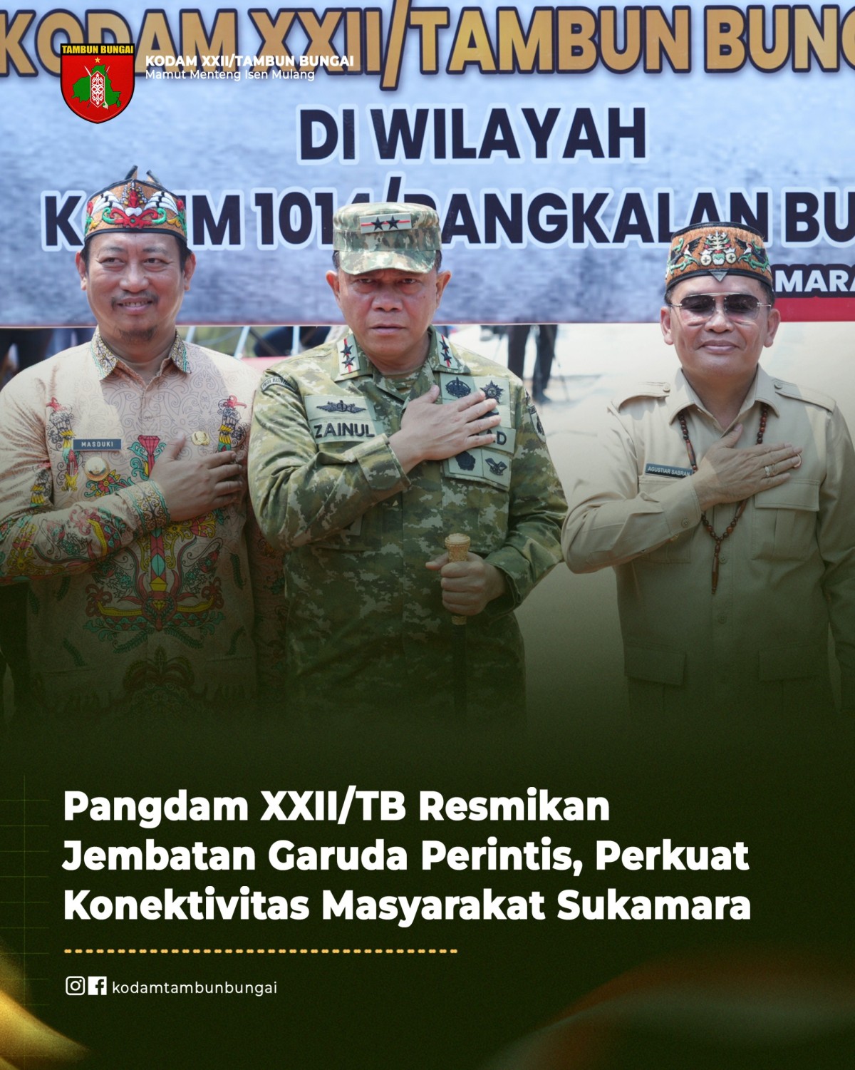 Pangdam XXII/TB Resmikan Jembatan Garuda Perintis, Perkuat Konektivitas Masyarakat Sukamara