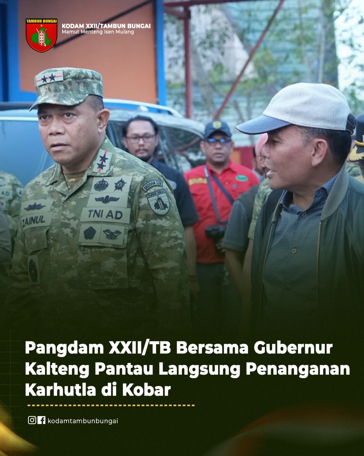 Pangdam XXII/TB Bersama Gubernur Kalteng Pantau Langsung Penanganan Karhutla di Kobar