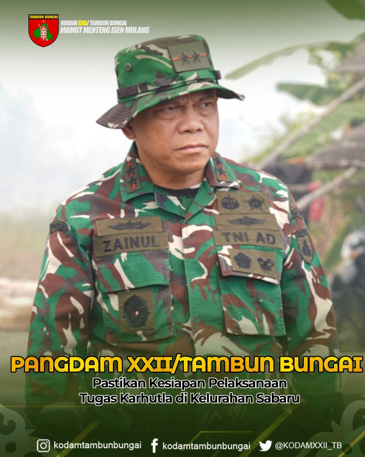 Pangdam XXII/Tambun Bungai Pastikan Kesiapan Pelaksanaan Tugas Karhutla di Kelurahan Sabaru