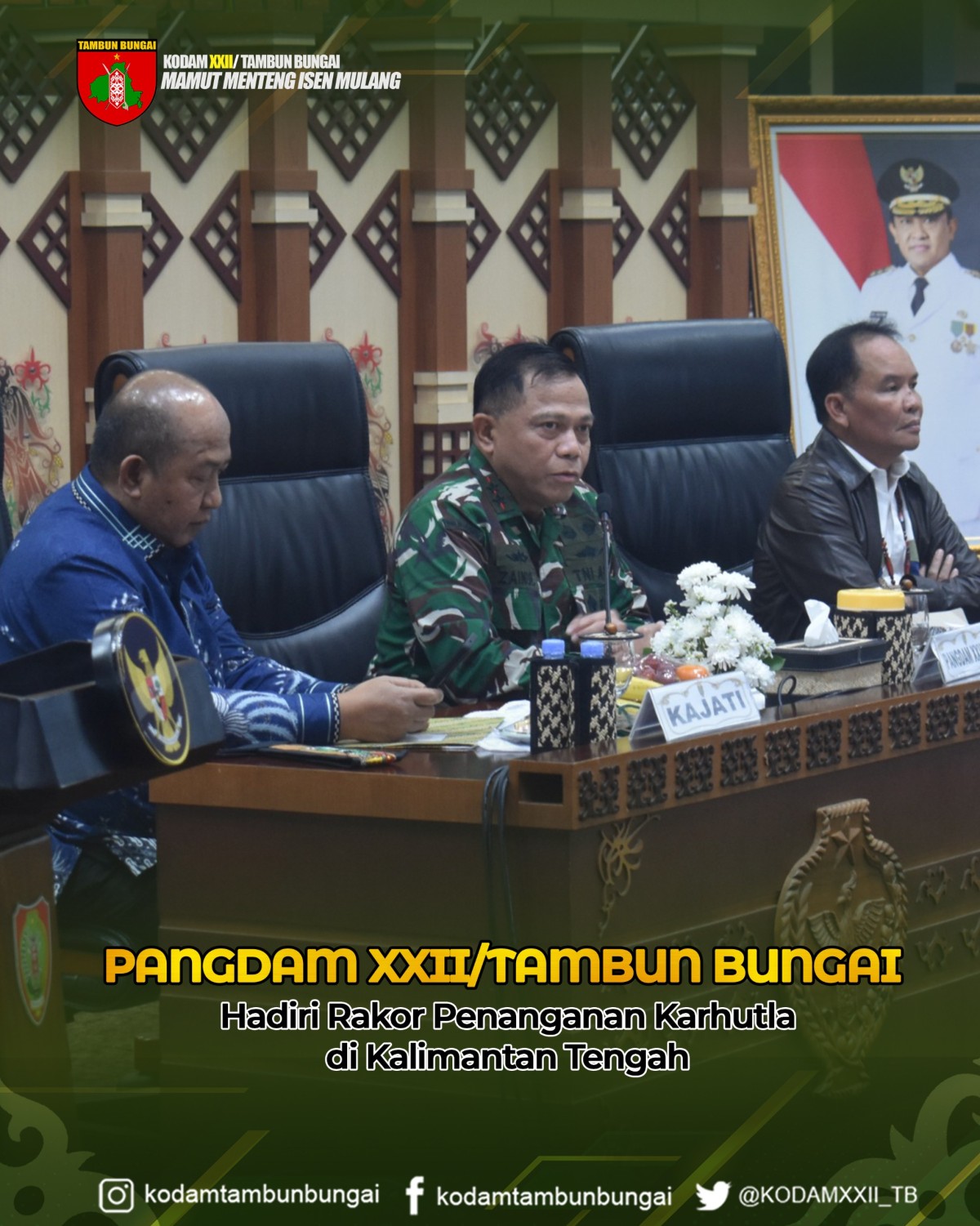 Pangdam XXII/Tambun Bungai Hadiri Rakor Penanganan Karhutla di Kalimantan Tengah