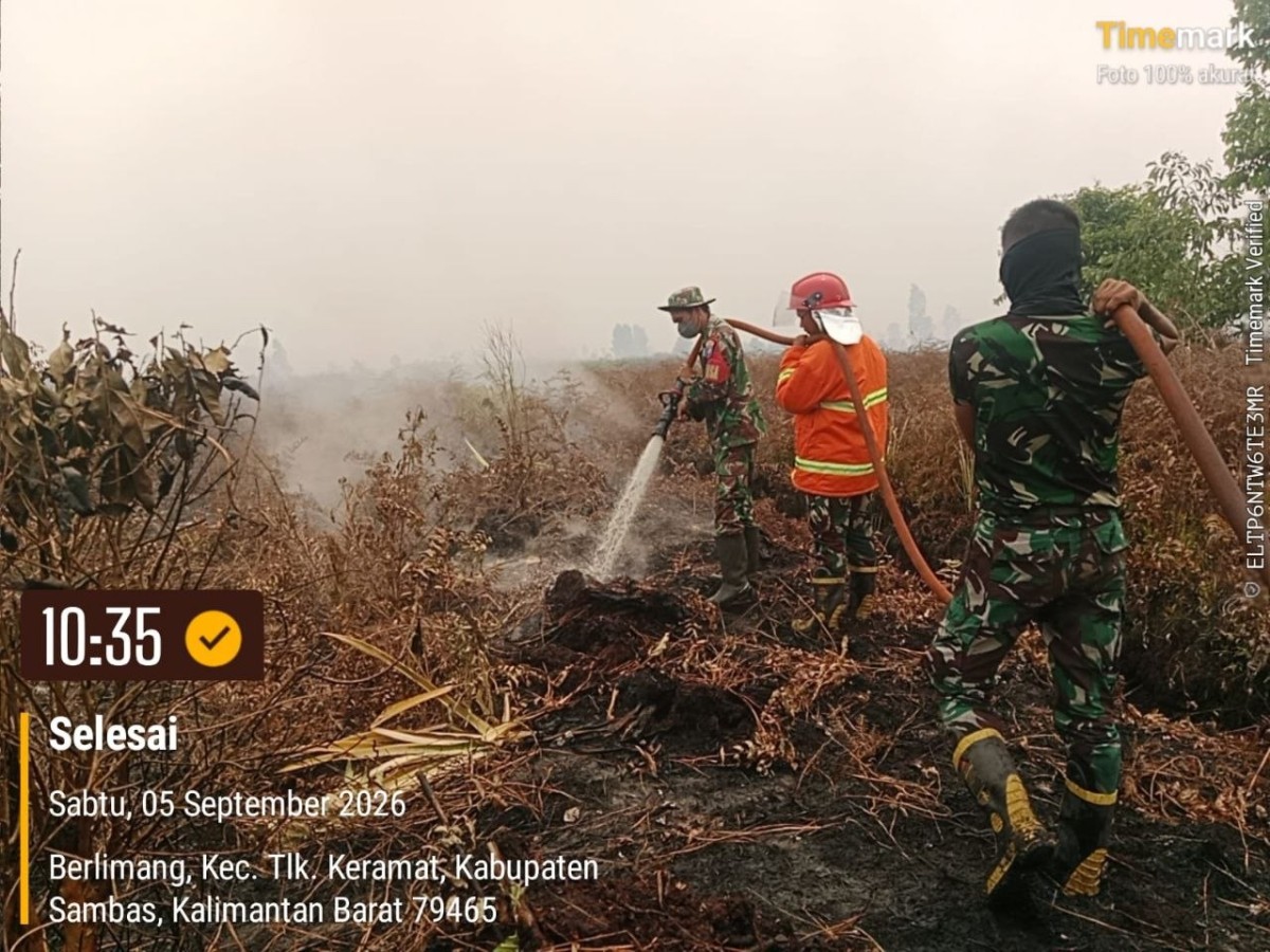Dandim 1208/Sambas Apresiasi Kerja Keras Anggota Koramil, Polsek, MPA dan Masyarakat Tangani Karhutla di Lapangan
