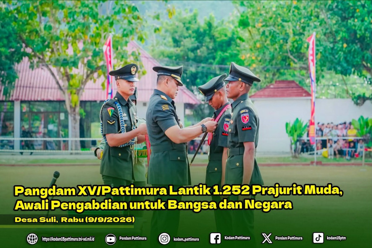 Pangdam XV/Pattimura Lantik 1.252 Prajurit Muda, Awali Pengabdian untuk Bangsa dan Negara