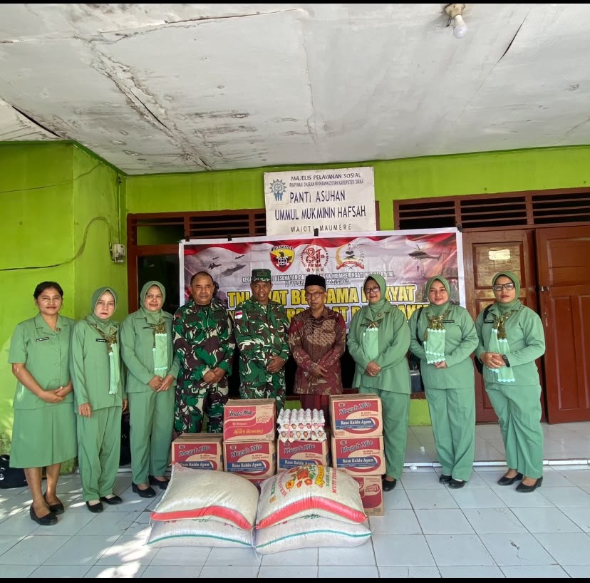Sambut HUT ke-81 TNI, Kodim 1603/Sikka Berbagi Sembako di Panti Asuhan Ummul Mukminin Hafsa