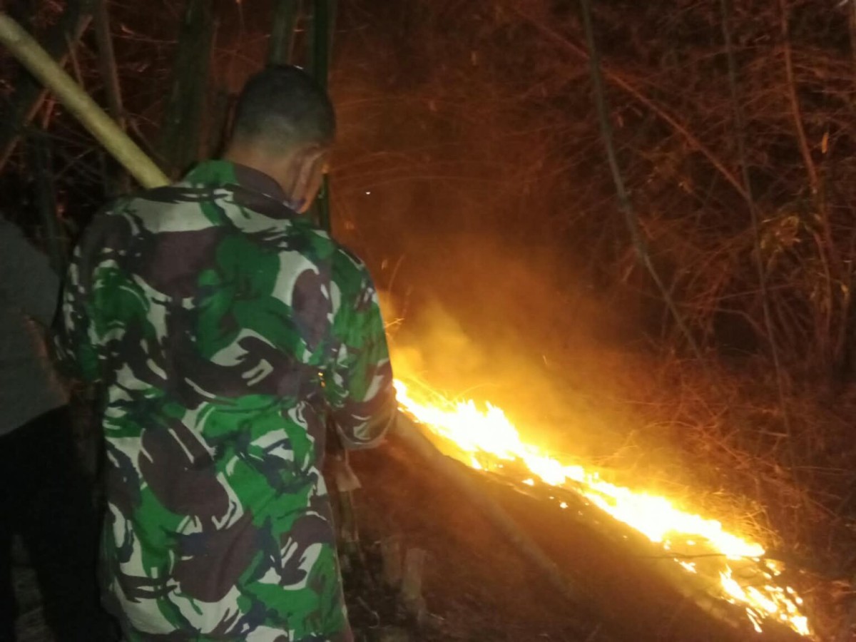 Malam Mencekam di Sumberjaya! Api Membumbung dari Rumpun Bambu, Babinsa – Warga Baku Hantam Lawan Si Jago Merah