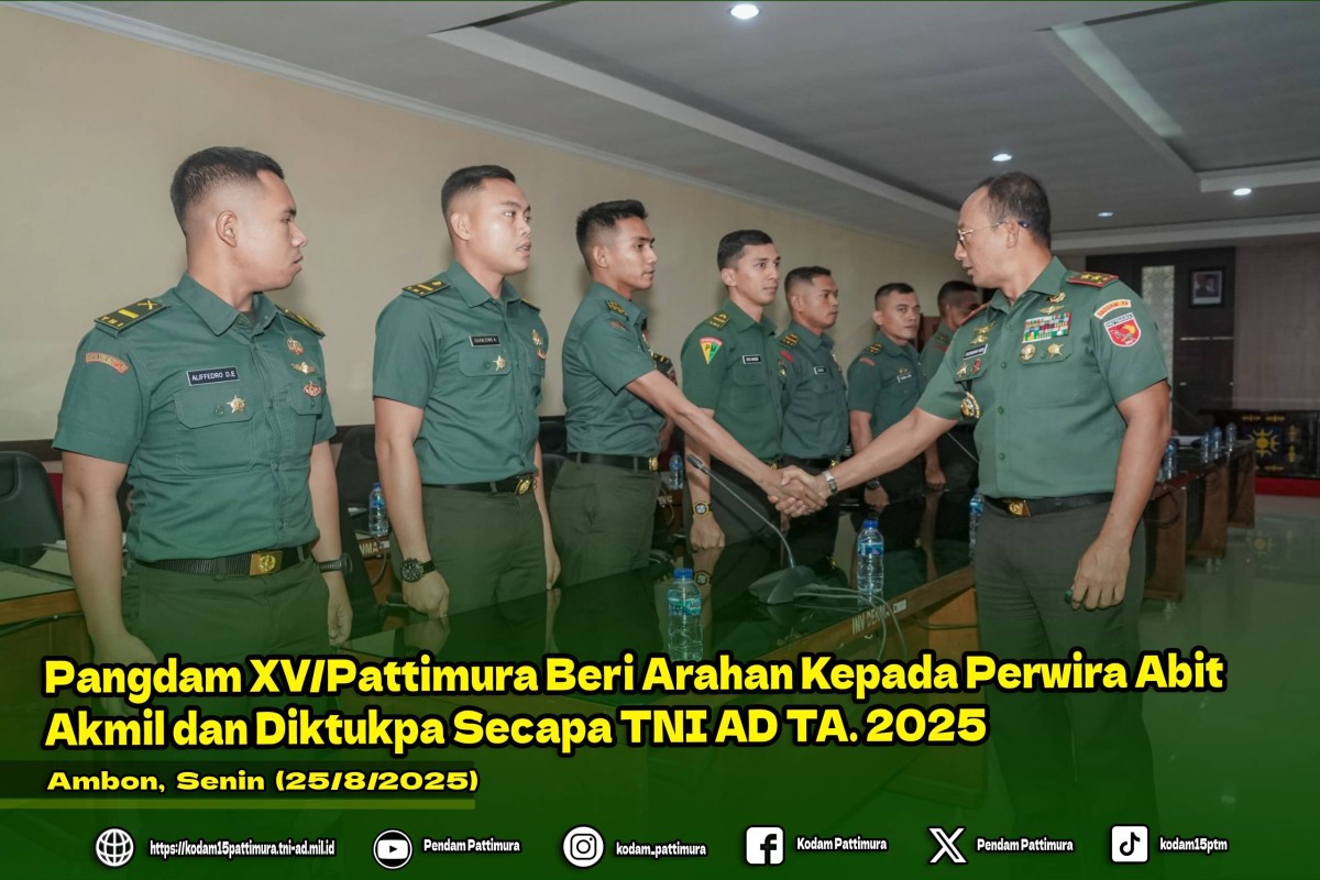 Pangdam XV/Pattimura Beri Arahan Kepada Perwira Abit Akmil dan Diktukpa Secapa TNI AD TA. 2025