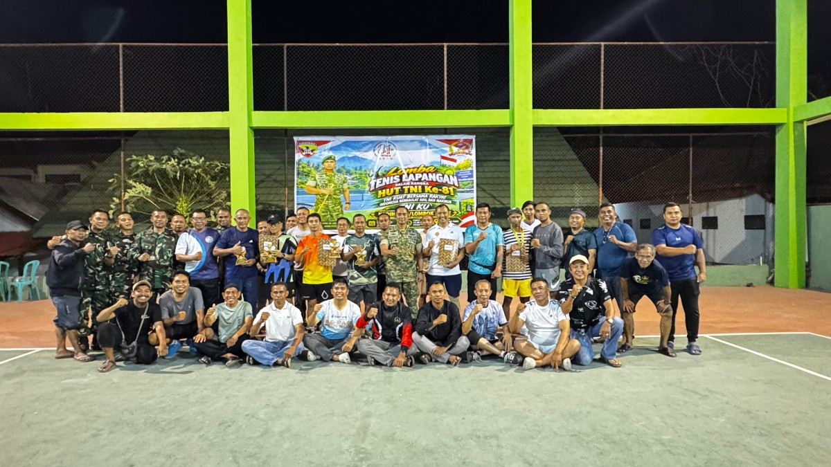 Lomba Tenis Lapangan HUT TNI ke-81 Resmi Ditutup, Para Juara Terima Hadiah