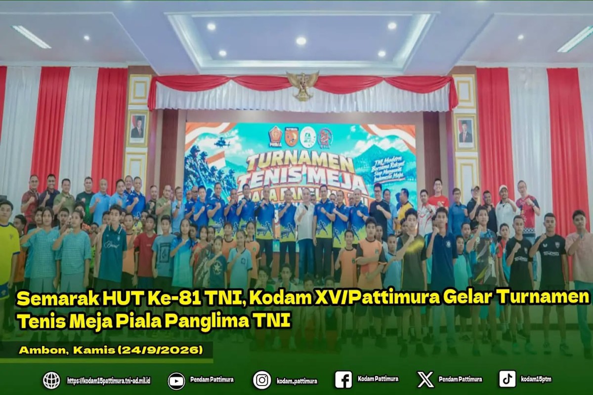 Semarak HUT Ke-81 TNI, Kodam XV/Pattimura Gelar Turnamen Tenis Meja Piala Panglima TNI