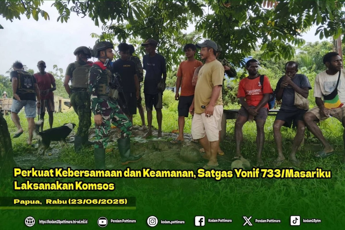 PERKUAT KEBERSAMAAN DAN KEAMANAN, SATGAS YONIF 733/MASARIKU LAKSANAKAN KOMSOS