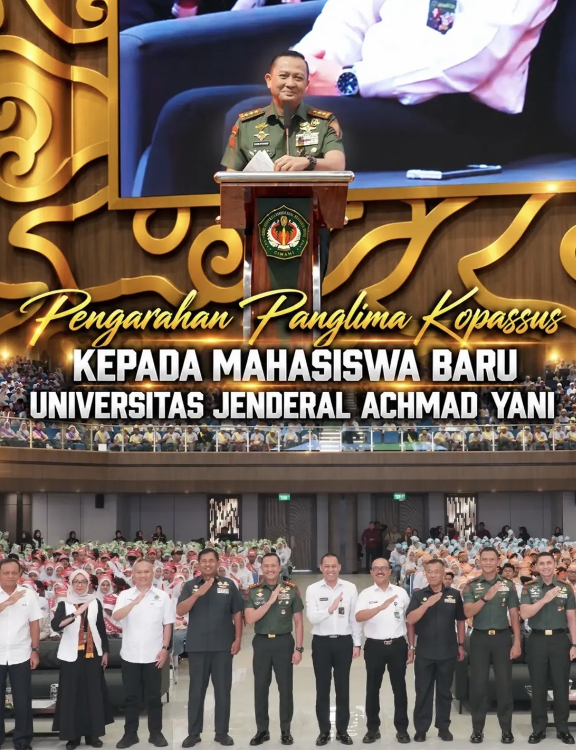 Panglima Kopassus Berikan Pengarahan kepada Mahasiswa Baru Universitas Jenderal Achmad Yani