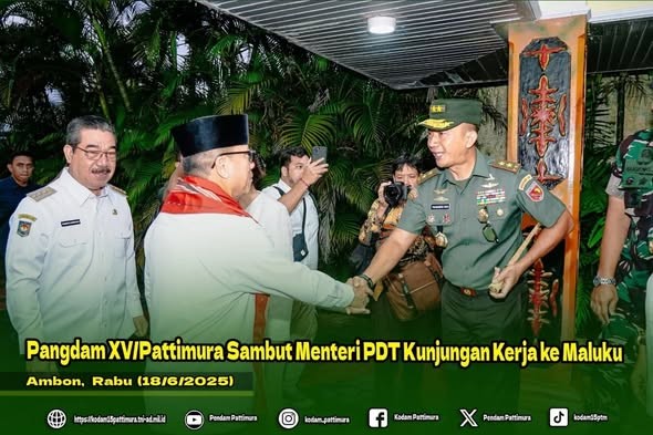 Pangdam XV/Pattimura Sambut Menteri PDT Kunjungan Kerja ke Maluku