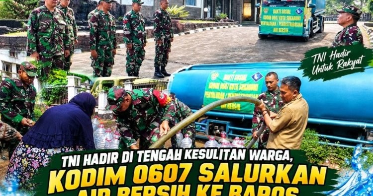 TNI Hadir di Tengah Kesulitan Warga, Kodim 0607 Sukabumi Salurkan Air Bersih untuk 275 Jiwa di Baros