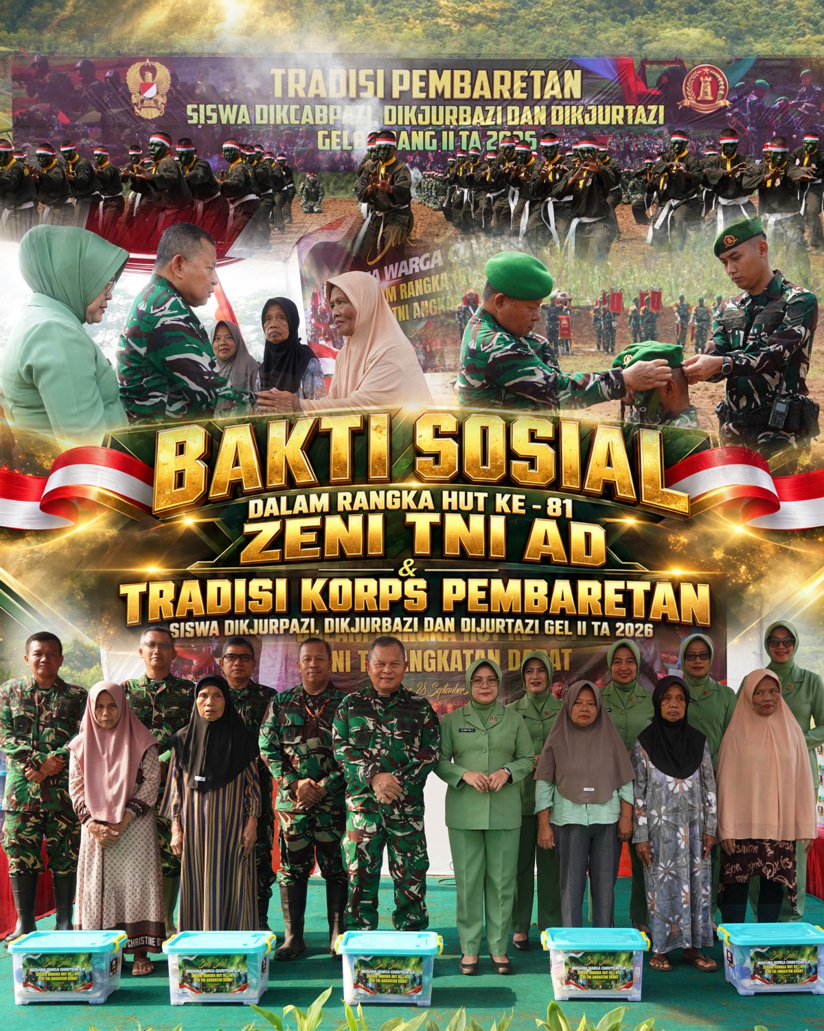 BAKTI SOSIAL DALAM RANGKA HUT KE-81 ZENI TNI AD DAN TRADISI KORPS PEMBARETAN