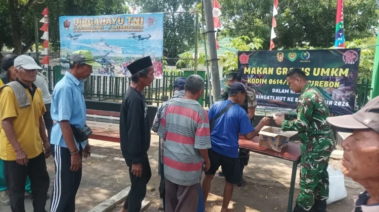 HUT ke-81 TNI, Kodim 0614 Kota Cirebon Gelar Makan Gratis