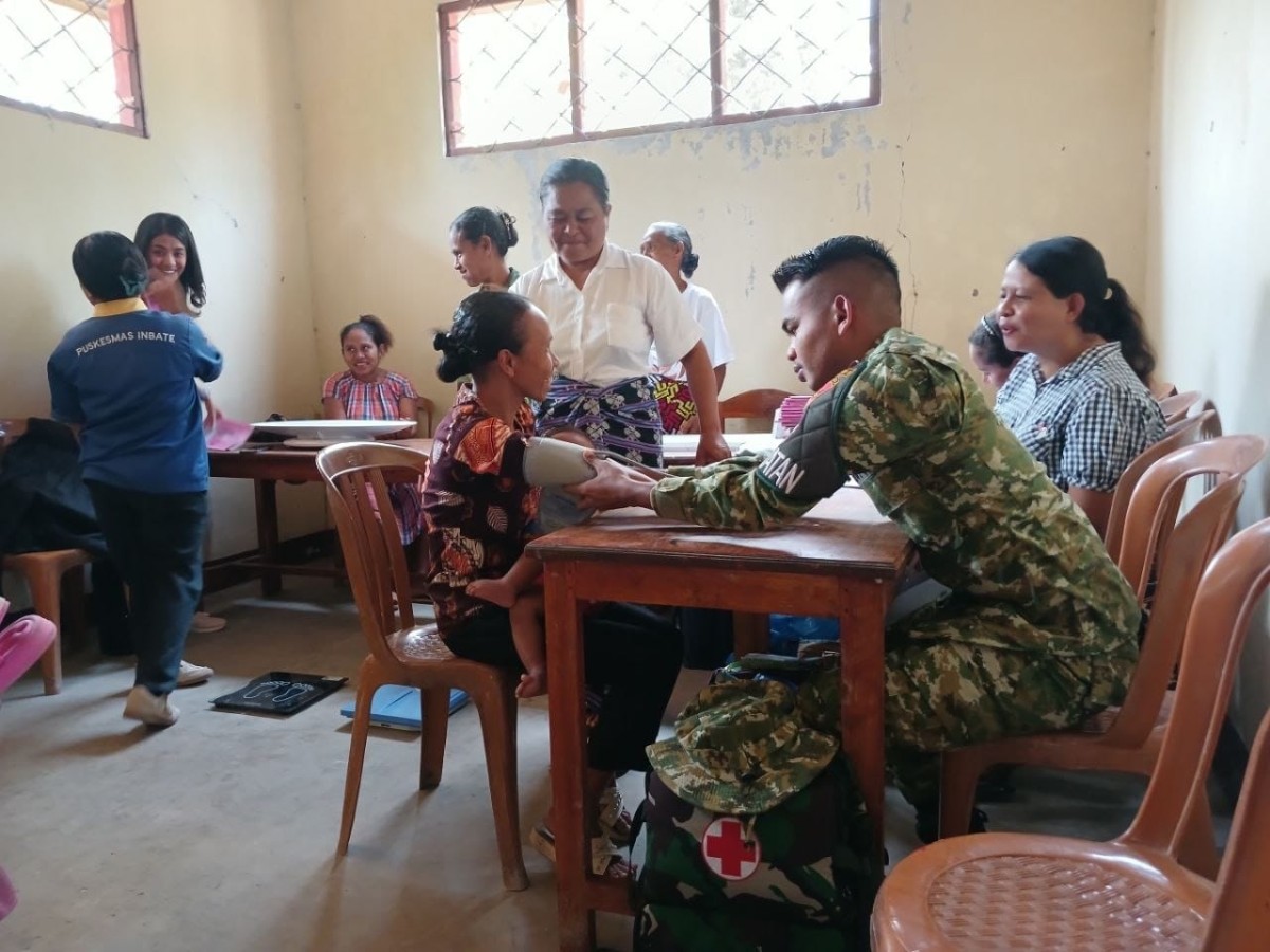 Upaya Meningkatkan Kesehatan Warga Binaan, Satgas Pamtas RI-RDTL Pos Baen Dukung Kegiatan Posyandu di TTU