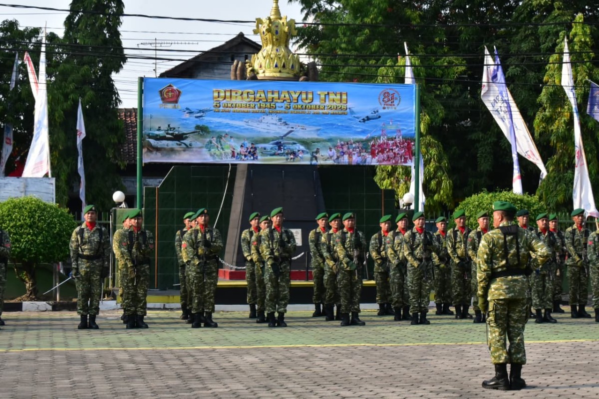 TNI Kuat Bersama Rakyat, Indonesia Berdaulat, Adil dan Makmur, Kodim 0717/Grobogan Gelar Upacara HUT ke 81 TNI