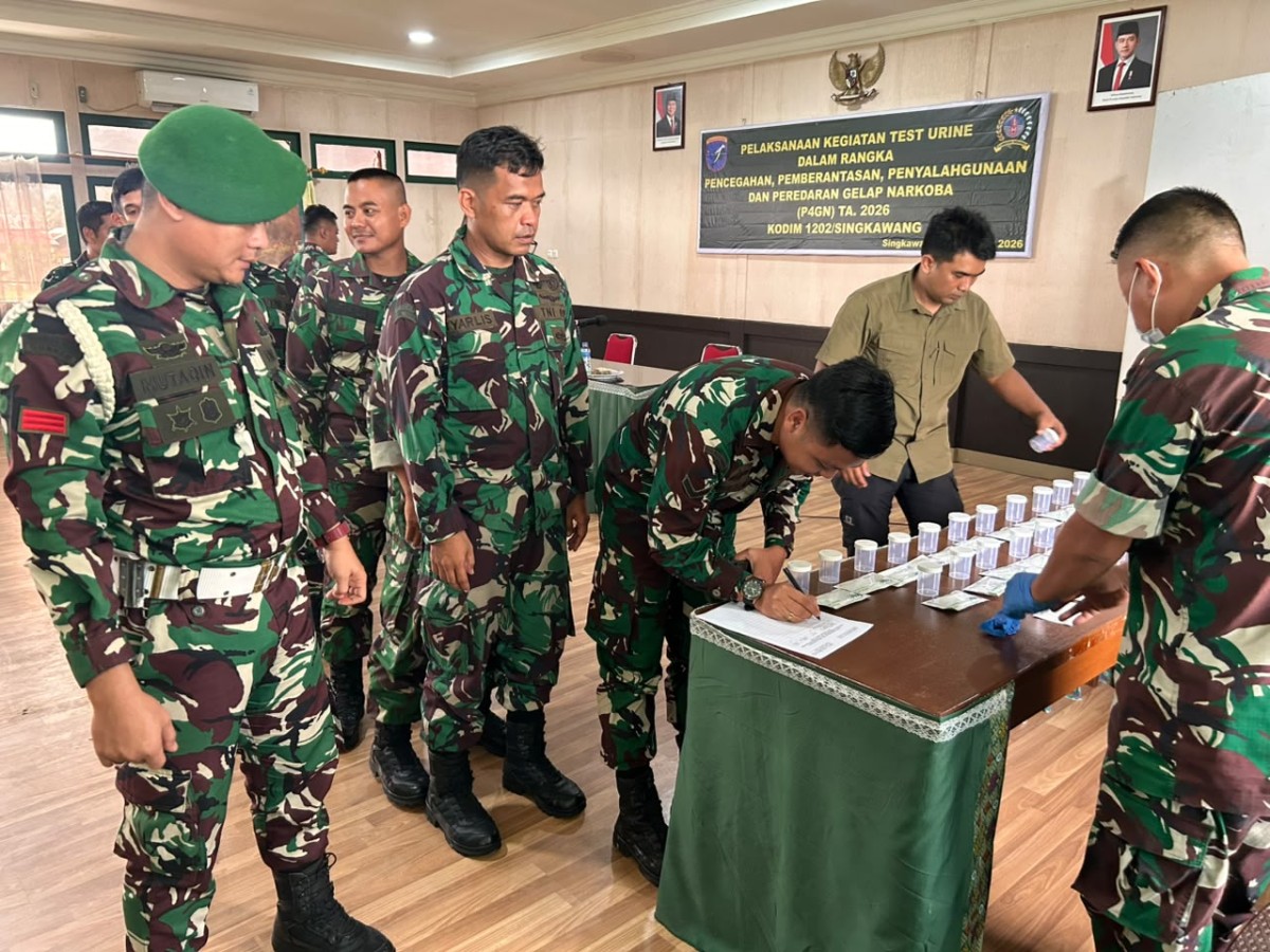 Ciptakan Lingkungan Kerja Bebas Narkoba, Kodim 1202/Singkawang Gelar P4GN