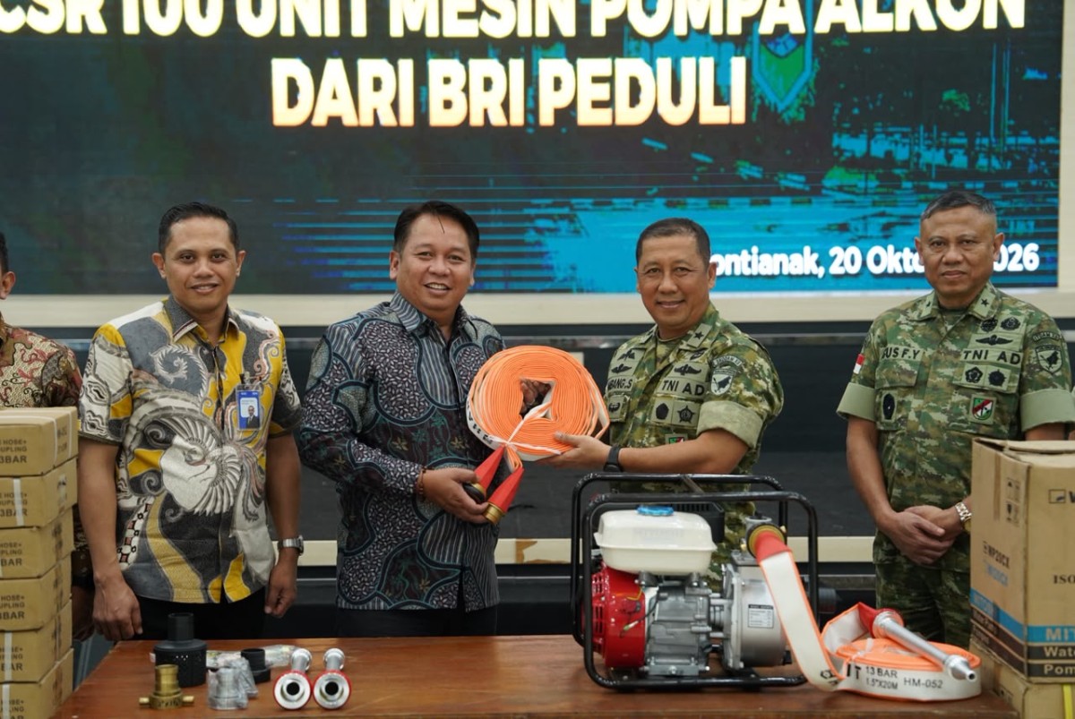 Kodam XII/Tpr Terima Bantuan 100 Unit Mesin Pompa Alkon dari BRI Peduli