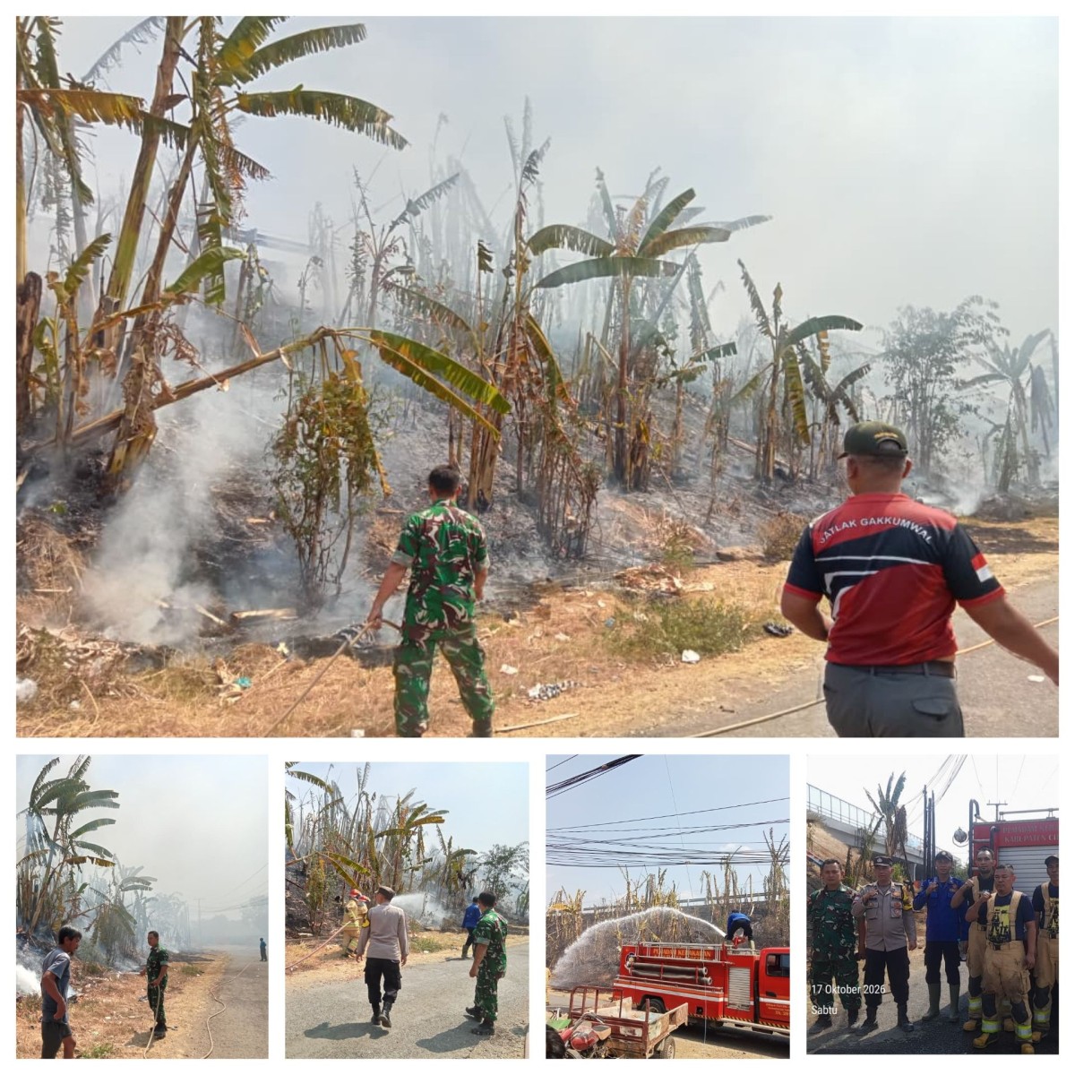 Kebakaran Lahan di Bawah Flyover Kepongpongan, Damkar dan Babinsa Bergerak Cepat Cegah Api Merembet ke Permukiman