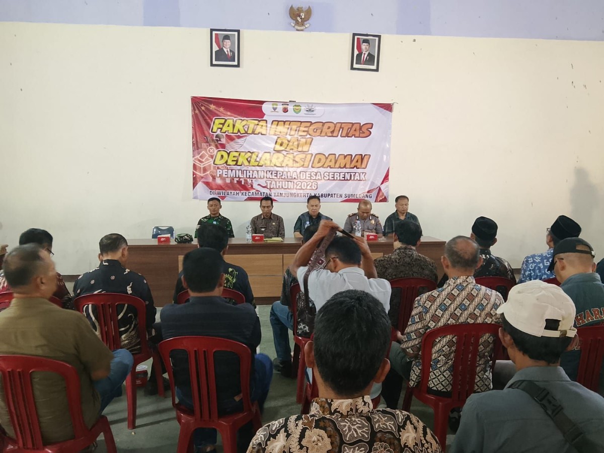 Danramil 1003/Tanjungkerta Hadiri Fakta Integritas Dan Deklarasi Damai Pilkades Serentak 2026